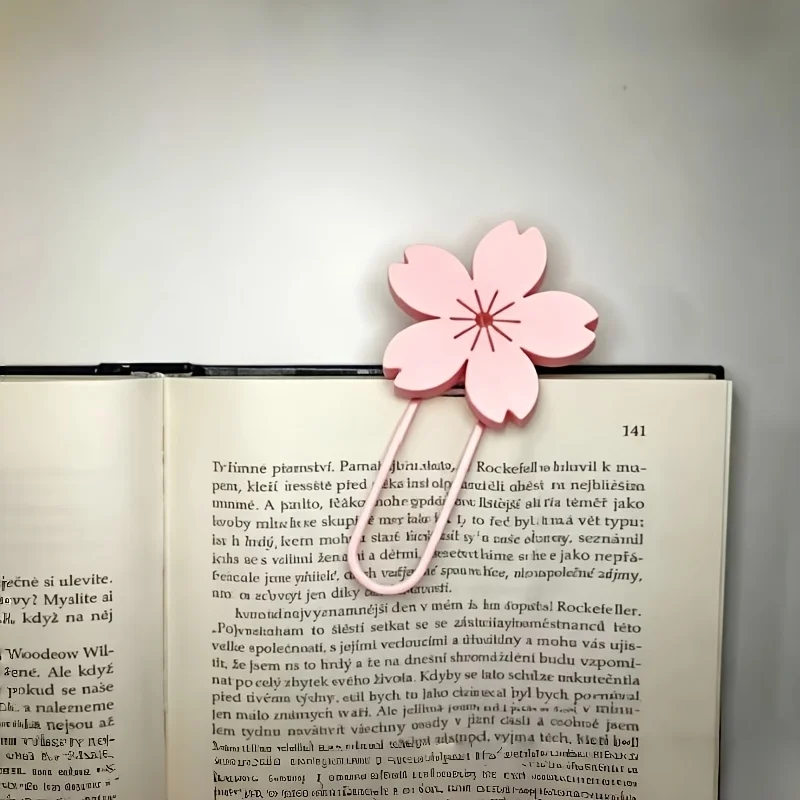 6Pcs 3D‑Printed Pink Cherry Blossom Book Clips, INS Aesthetic Reading Separators, Girly Literary Stationery Gifts