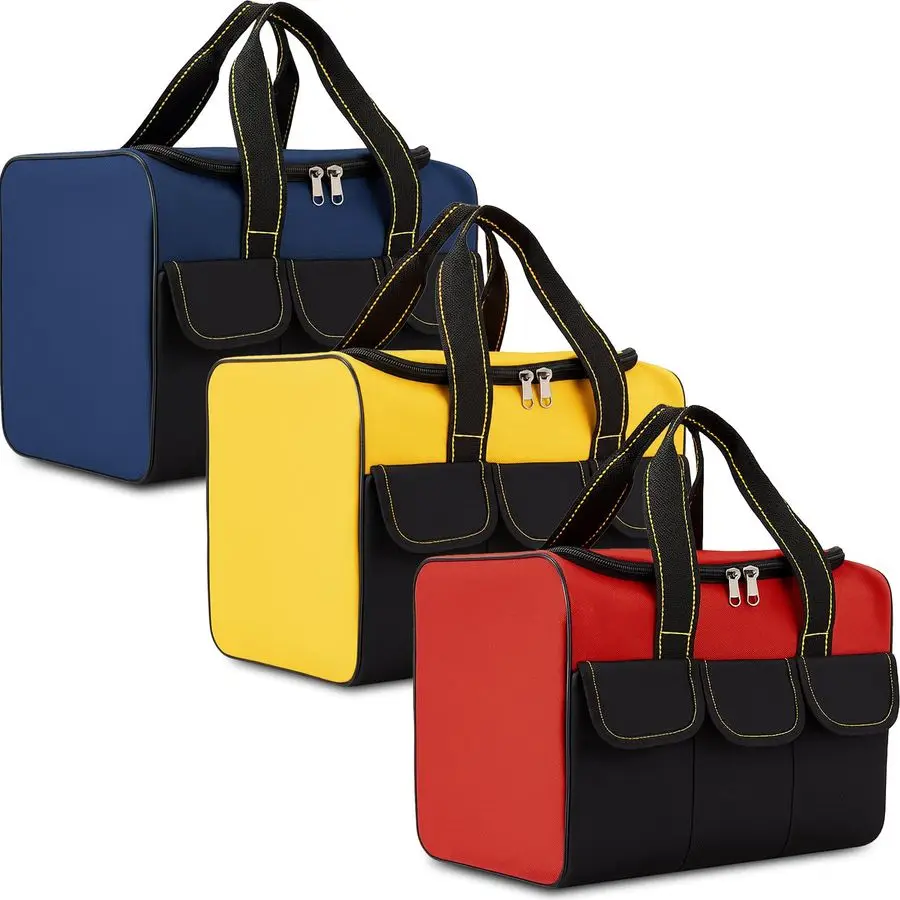 3 عبوات من حقيبة الأدوات للرجال مقاومة للماء، صناديق أدوات شديدة التحمل مقاس 16 بوصة، حقيبة تخزين واسعة الفم ومفتوحة للفم لمختلف Instr