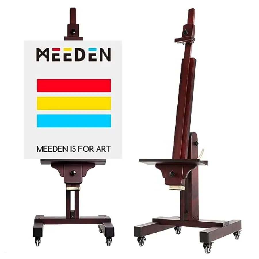 

Heavy Duty Painting Easel: Professional Solid Beechwood Large Easel Holds Canvas Art up to 71" High - Tilts Flat Easily Wooden