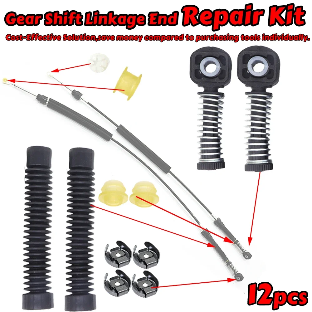 12Pcs Gear Shift Linkage End Repair Kit Bowden Cable Catch Selector Shaft Collect Manual Gearbox Fix Shifter Lever Bush Adjuster