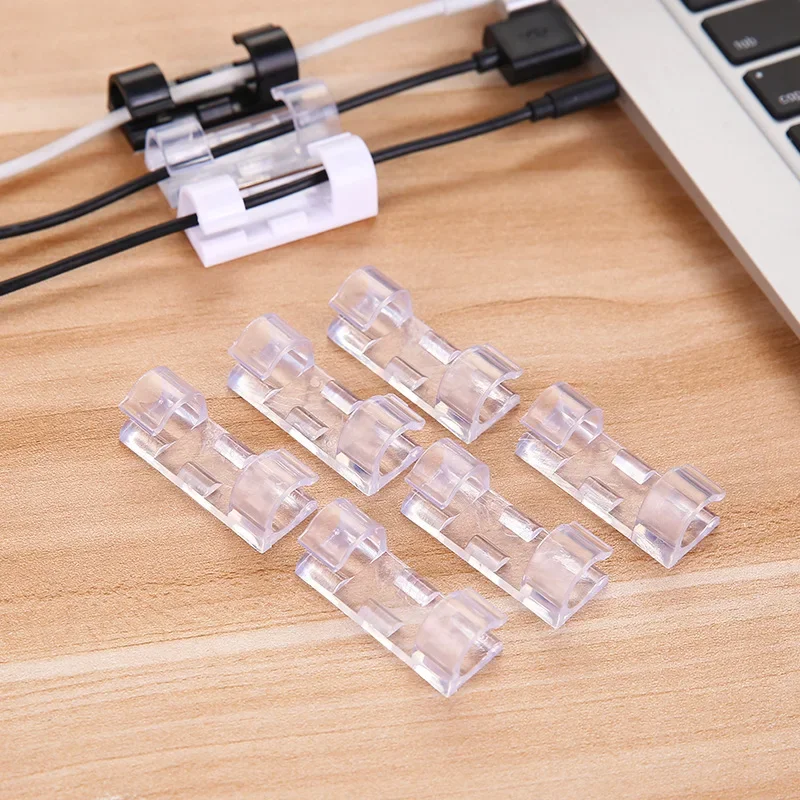 5/20PCS Self Stick Wire Organizer Line Cable Buckle Clips Clamp Table Wall Fixer Fastener Holder on Data Telephone Line Winder