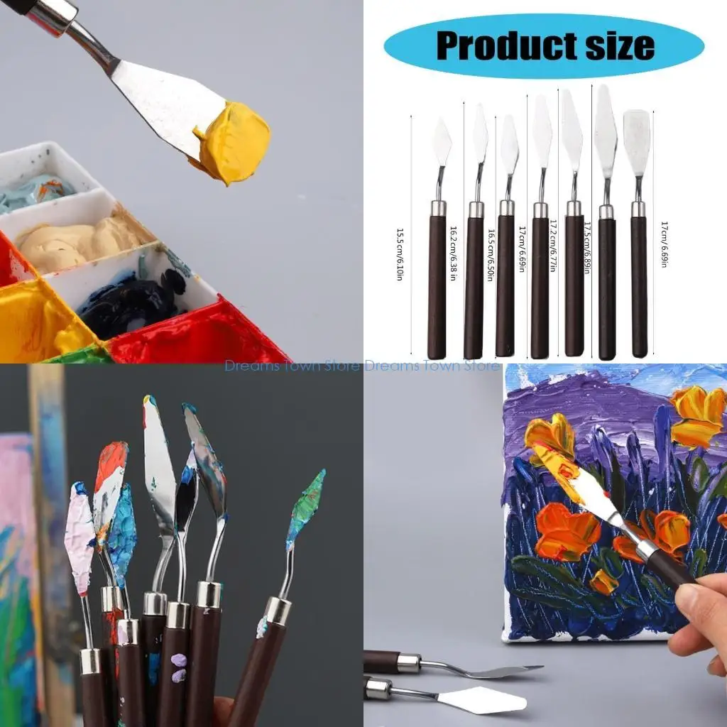 

HX6A Handle Palette Tool Stainless Steel Mixing Scraper for Oil Painting