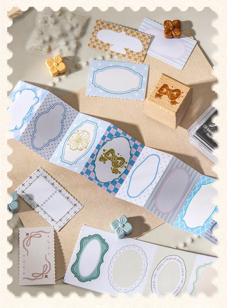 Journal GO 30-seitiges Buch mit niedlichen Randetiketten, Schreibpapier, dekorativen Rahmen und Aufklebern für Journaling, Scrapbooking und Planung. – Detail 7