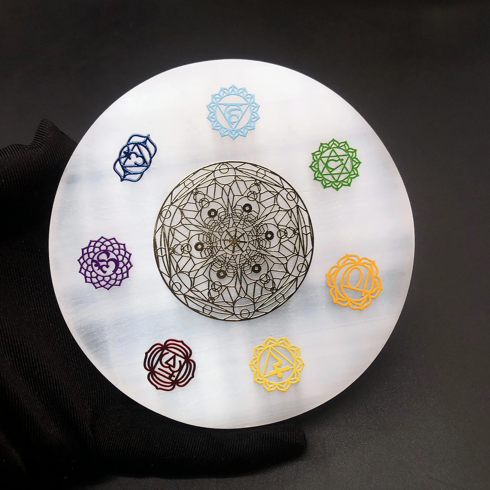 10cm Natural Selenite Slice Crystal Stone Slab Disc Classis Chakra Charging Plate Yoga Meditation Home Decor Energy Healing Gift