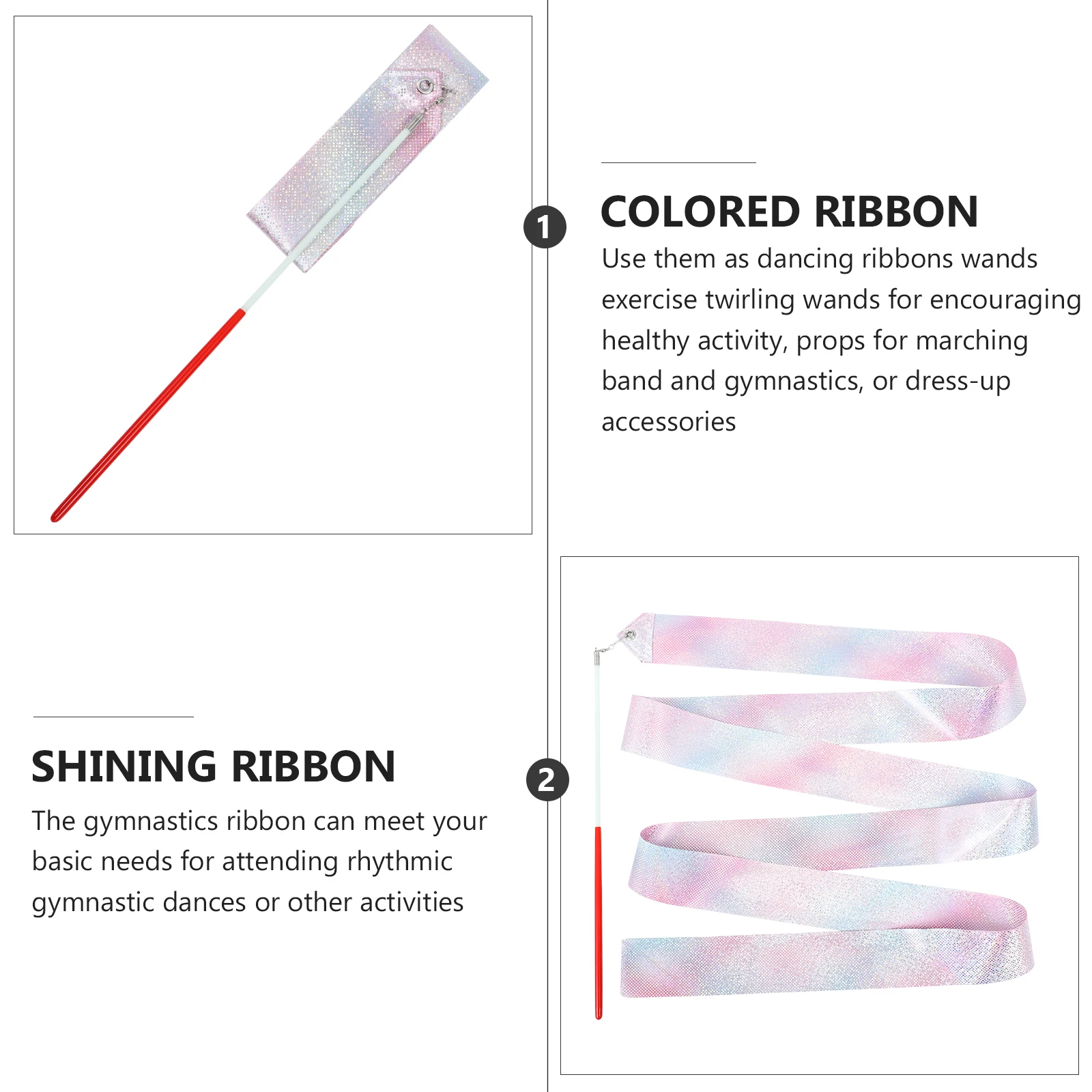 

2 Pcs Ribbon Dance Toys Streamers for Kids Fairy Wand Dancing Polyester Girls Gymnastics Equipment Child