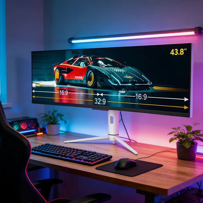 Borderless 43.8 Inch 3840*1080 Gaming Backlight Monitor 120Hz 32:9 Widescreen Desktop E-sport Display
