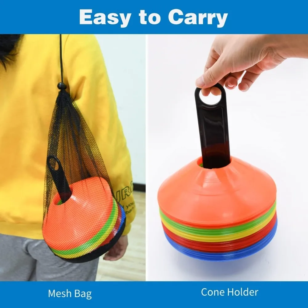 

25/50/100/200 Pack Disc Cones, Agility Soccer Cones with Carry Bag and Holder, Soccer Cones for Sports Training, Football