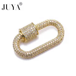 JUYA Luxury Fastener Screw Clasps for Jewelry Making Cubic Zirconia Clasp Hooks Connectors DIY Handmade Jewelry Accessories