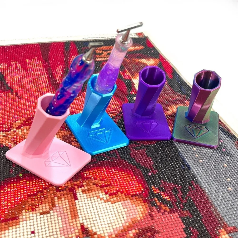 3D Printed PLA Diamond Painting Pen Holder Angled Pen Slot Diamond Pattern Rhinestone Art Pen Stand Stable Square Base