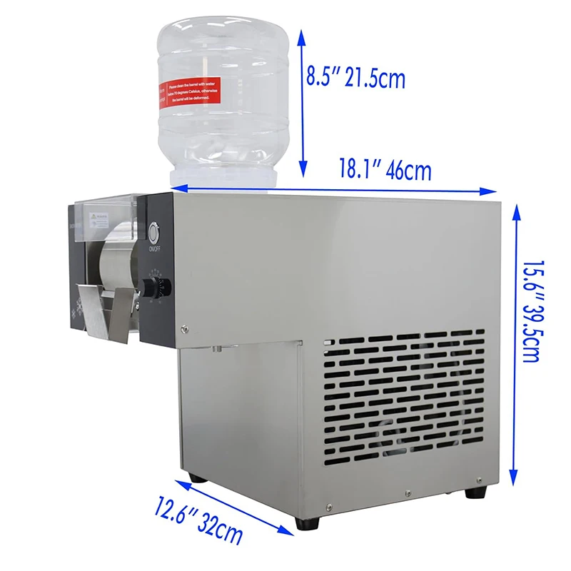 Profesjonalna maszyna do lodu w kostce, szeregowana, 110V 360W, ze stali nierdzewnej, automatyczna do lodów śnieżnych, do restauracji, maszyna do kruszenia lodu.