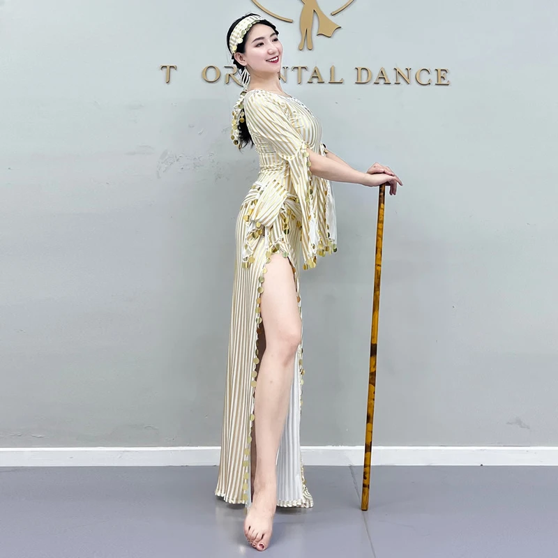 Belly Dance Costumes Robe Milk Silk Gold Sequins Dance Dresses Baladi Folk Custom 2024 Baladi Shaabi Oriental Dance Clothes