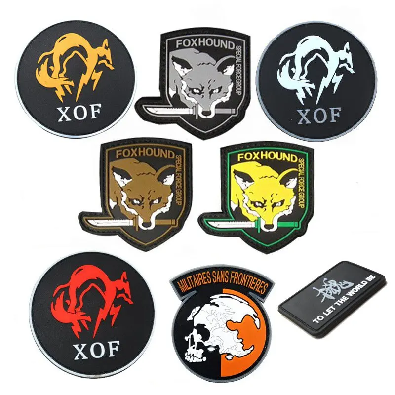 PVC  rubber Metal Gear Solid sans frontiers Patches Fox Hound Tactical patches insignia for Vest cloth