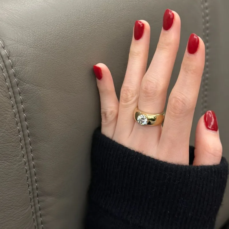 الفرنسية الرجعية بسيطة مرصعة بالألماس خاتم المرأة المتخصصة السبابة البنصر ضوء الموضة الفاخرة الراقية الشعور مطعمة الزركون يهودي