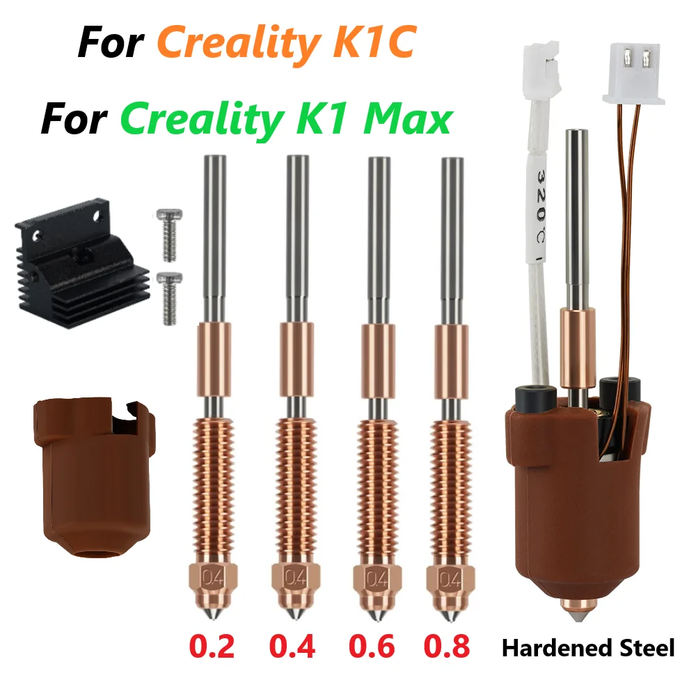

Hotend For Creality K1C K1 MAX Ceramic Heating Block Kit 0.4mm Quick-Swap Integrated Nozzle High Flow Printing 3D Printer Parts