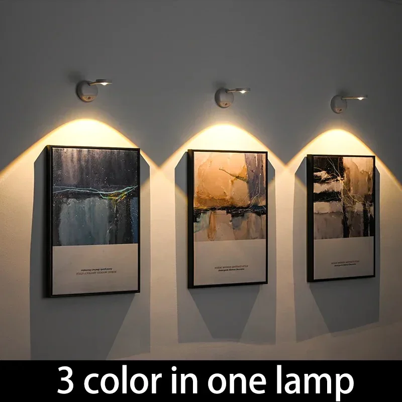 

USB Rechargeable Intelligent Human Sensing Wireless Wall Light Dimmable Led Spotlight for Lighting Paintings Pictures 1PC