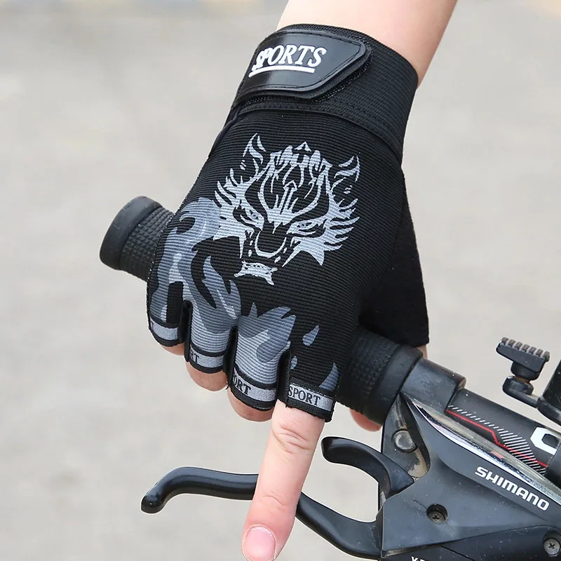 Fashion Printed Half-Finger Gloves Unisex Outdoor Sports Cycling Fitness Gloves Breathable Adjustable Gloves