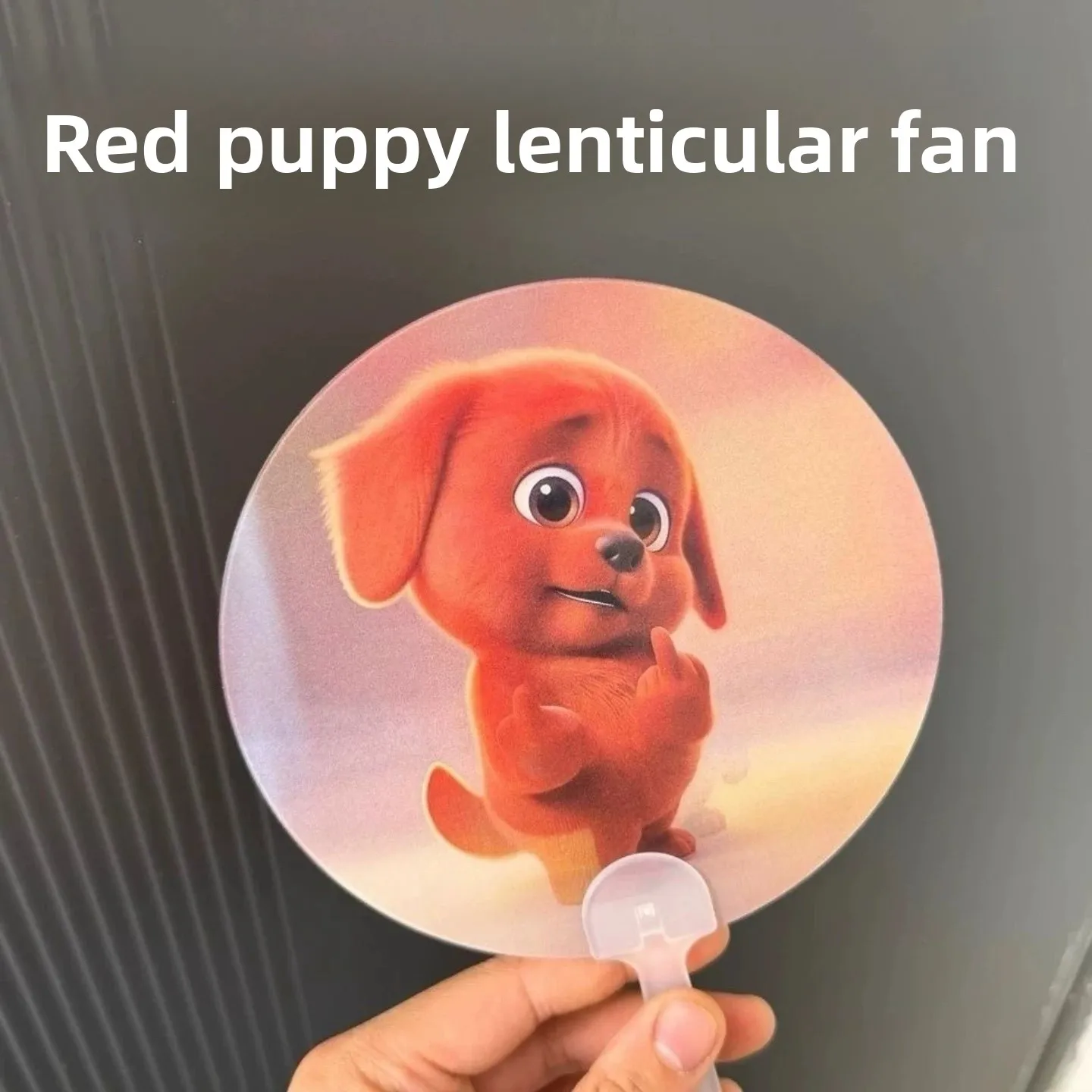 Cute cartoon series hand fans with red puppy 3D flip effect, creative, lovely and portable cooling fans for summer Pack of 10