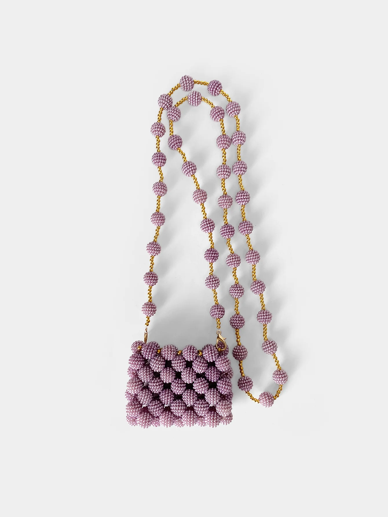 Bolso pequeño con cuentas hecho a mano para mujer, bandolera con perlas, Yangmei, 2024