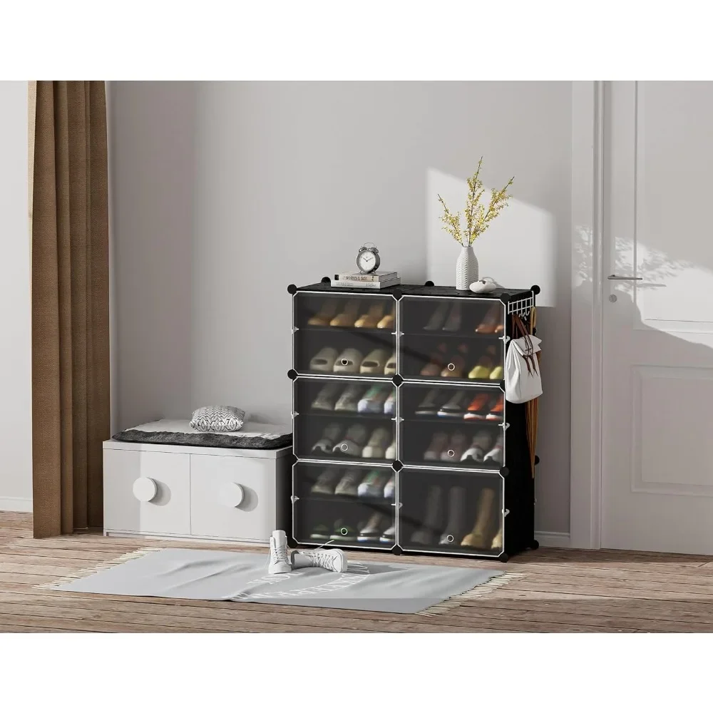 Shoe Rack Organizer, 6 Tier Storage Cabinet 24 Pair Plastic Shoe Shelves for Closet Hallway Bedroom