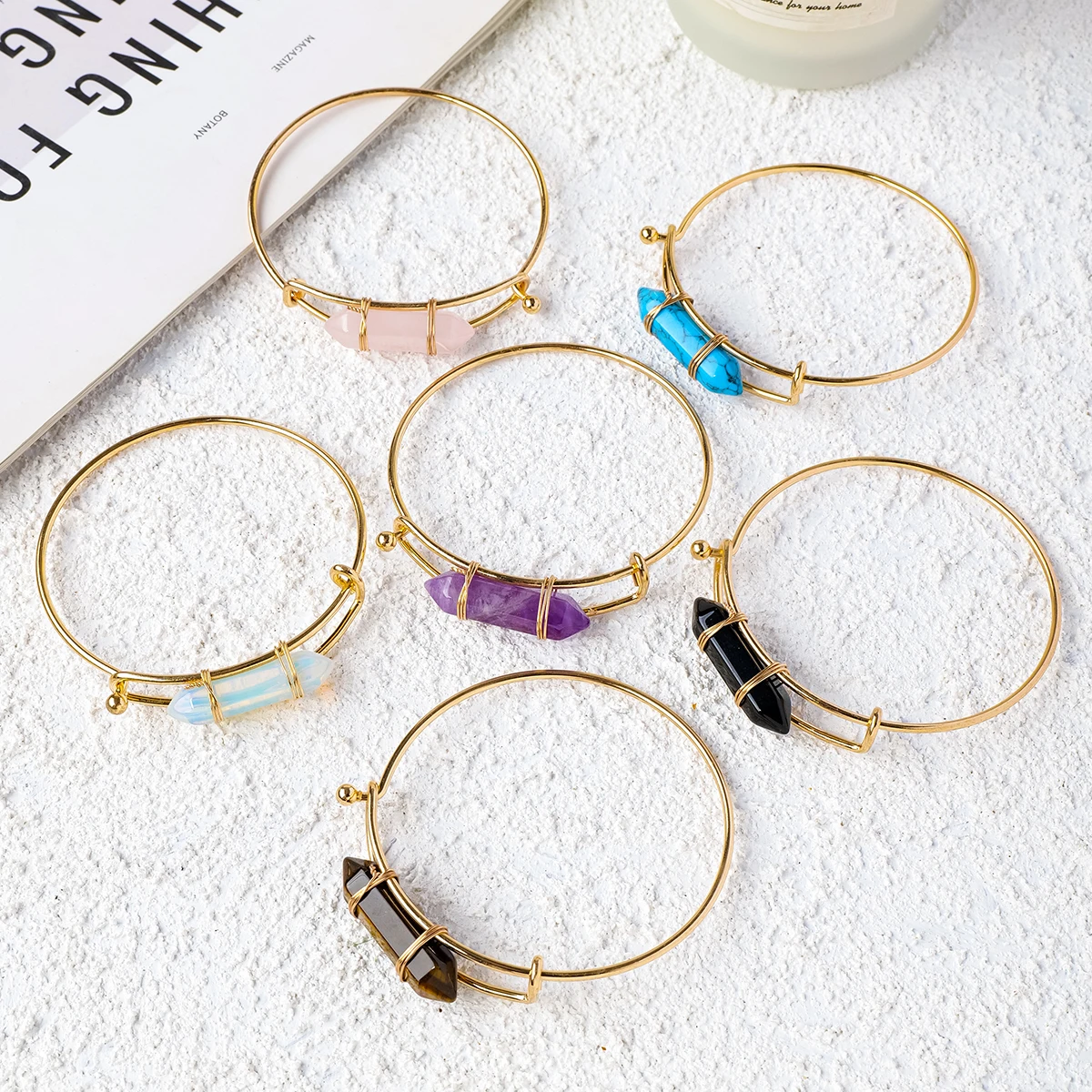 Bracelet de guérison en cristal naturel pour femmes, 1 pièce, Double pointe, Protection, Yoga, Reiki, Chakras, méditation
