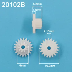 20102B 0.5M Double Layer Gears 20 Teeth+ 10 Tooth 2mm Loose Plastic Gear Parts Toy Accessories 10pcs/lot