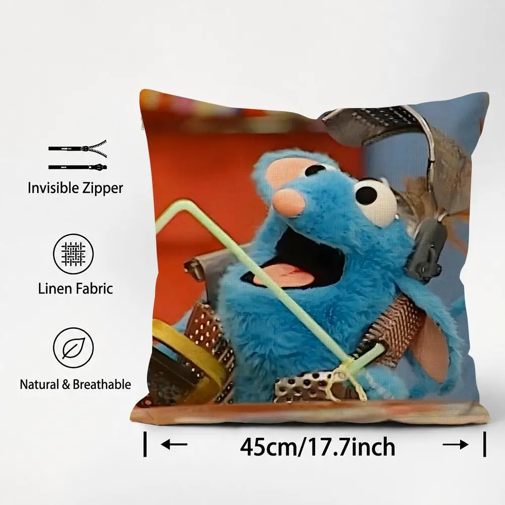 Character Tutter the Blue Mouse Cushion Cover Cushion Covers Natural Linen Breathable Sofa Bedroom Decor Pillowcase