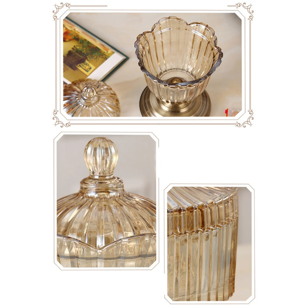 

Crystal Glass Candy Jar European Style Storage Tank for Dried Fruit Snacks Nuts Food Organizer Home Kitchen Decorative Bowl