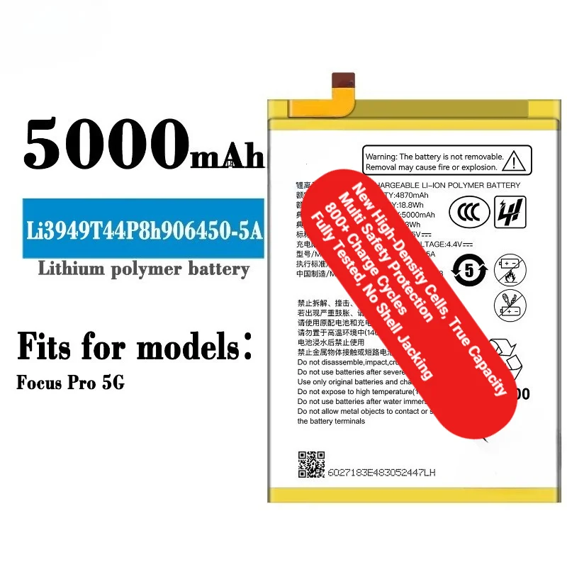 Li3949T44P8h906450-5A for ZTE Focus Pro 5G Phone Battery 0Cycle High Quality High Capacity Battery Replacement Bateria with Tool