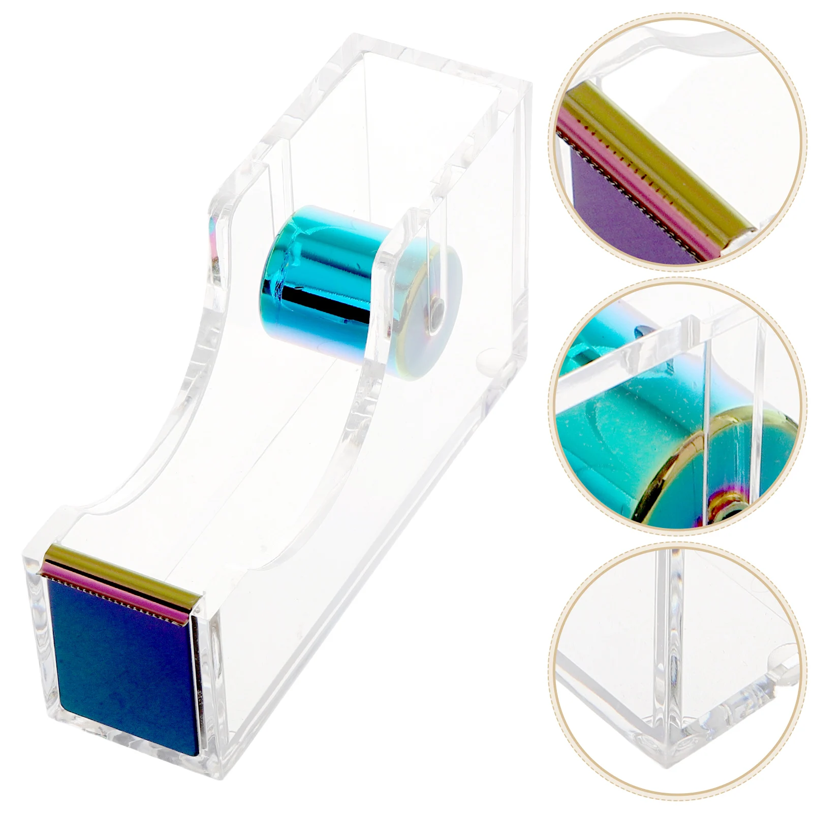 

Tape Holder Acrylic Dispenser Clear Desk for Desktop Office Adhesive Metal Core