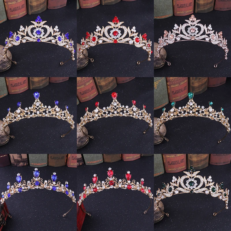 Crystal Rhinestone Wedding Hair Accessories Gold Silver Color Tiaras And Crowns For Bride Women Fashion Princess Diadems Jewelry