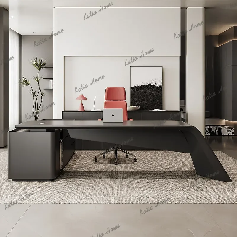 180 200 220 240 260 280 300 320 340cm multi-functional baking paint Computer desk With side cabinet escritorio office furniture