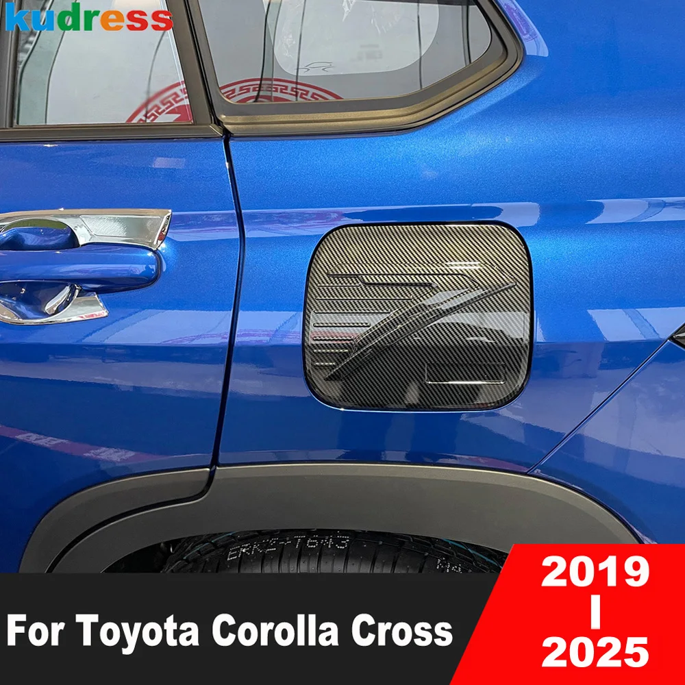 Car Gas Fuel Tank Cover Trim For Toyota Corolla Cross 2019-2022 2023 2024 2025 Carbon Fiber Oil Gasoline Cap Covers Accessories