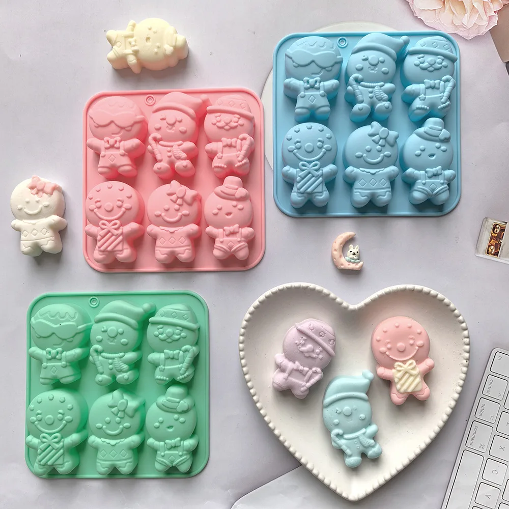 Weihnachts-Lebkuchenmann Süßigkeitenform Silikonform Keks-Schokoladen-Backform DIY Weihnachtsatmosphäre Duftkerze