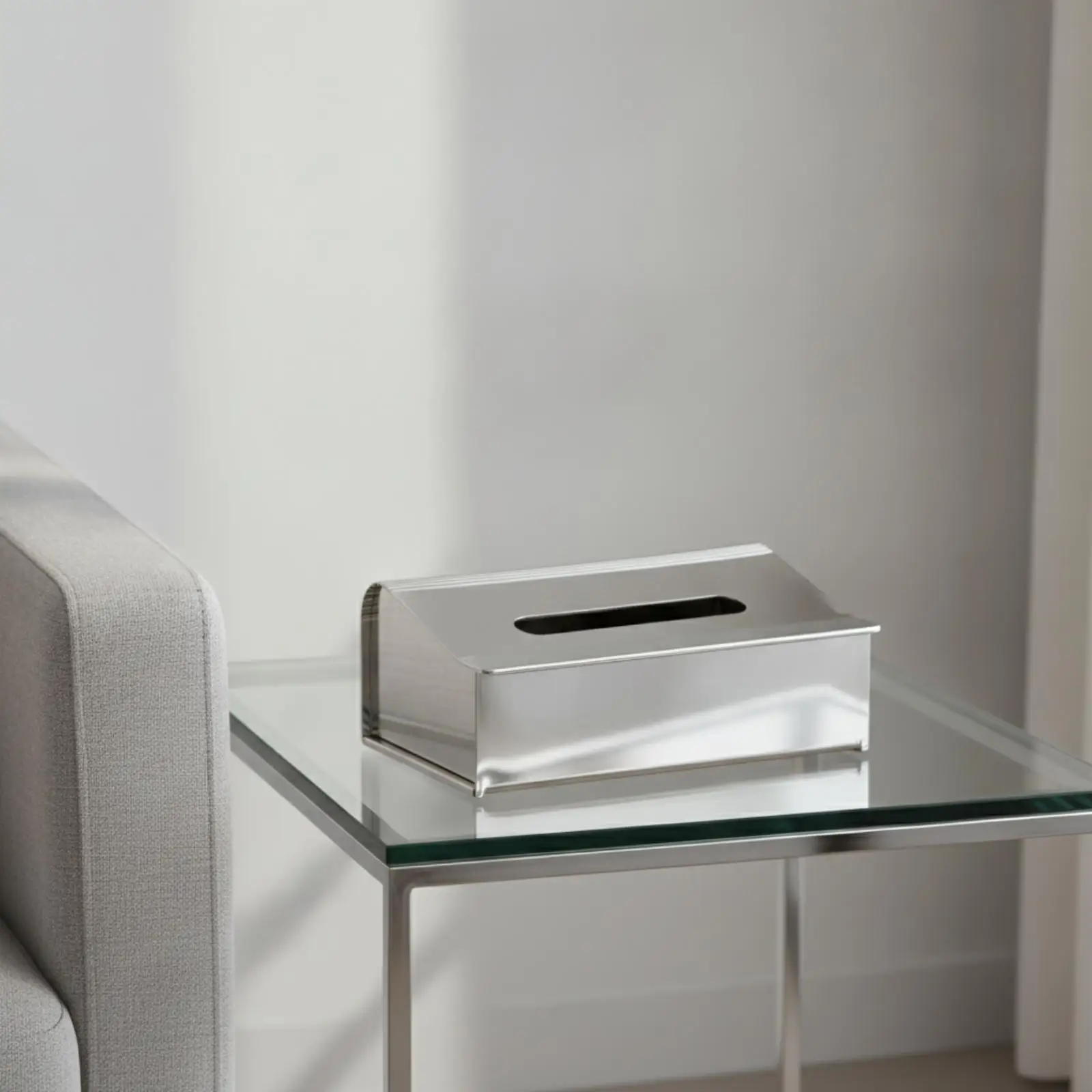 Silver Tissue Holder Box Stainless Steel Compact Elegant Napkin Dispenser for Kitchen Vanity