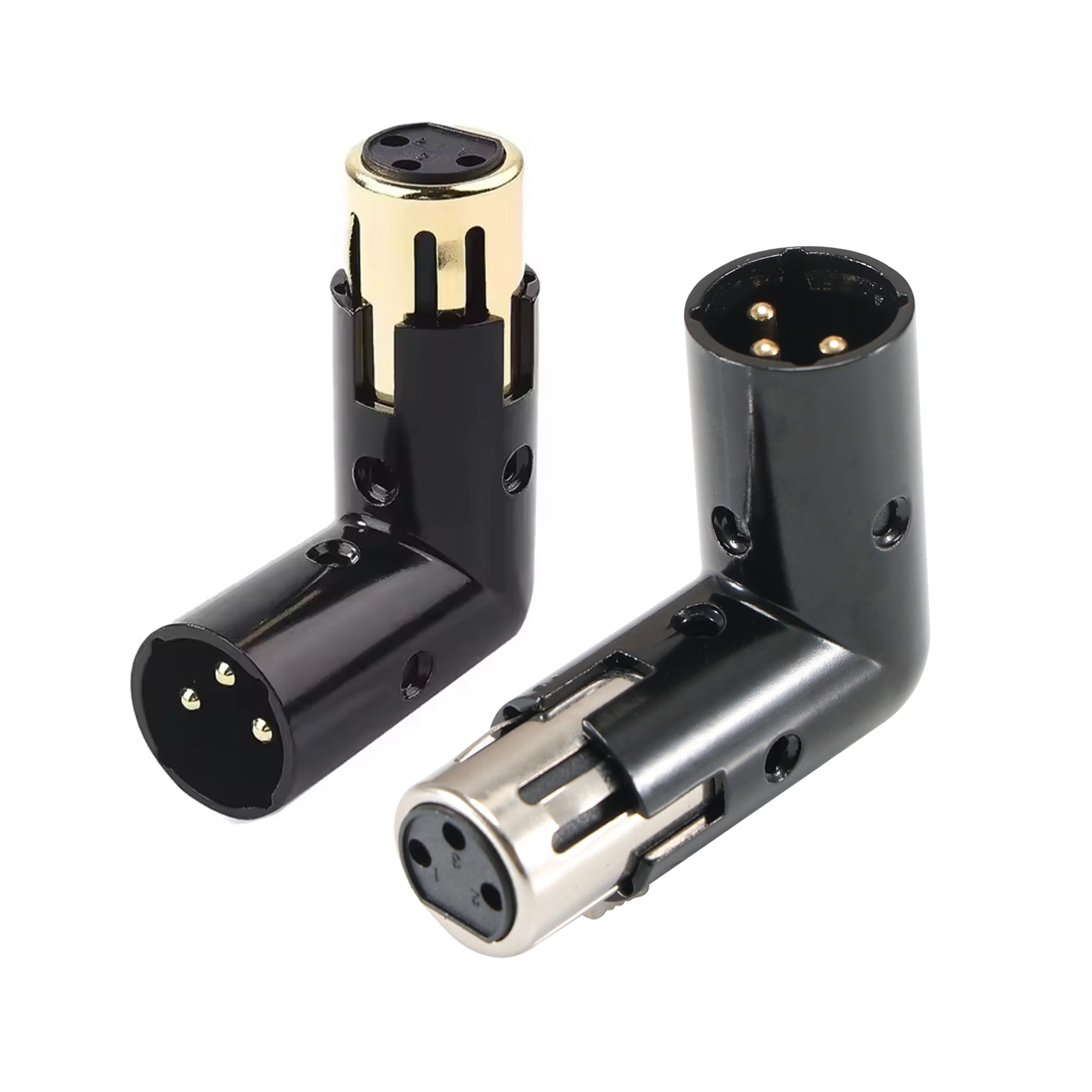 Audio Gold Nickel 3 Pin Male to Female Right Angle 90 Degree Adjustable XLR Connector Plug Adapter Recording Studio Mixer Board