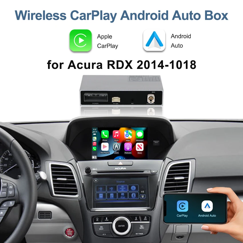 

Wireless CarPlay Android Auto Adapter for Acura RDX 2014-2018,Supports Online Maps, MirrorLink, Music , OEM Screen Upgrade