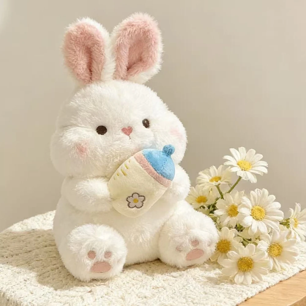 

Kawaii Baby Bottle Rabbit Plush Toy - White, Soft, in High Demand, for Soothing Sleep, as a Pillow, Rabbit Doll, Birthday Gift