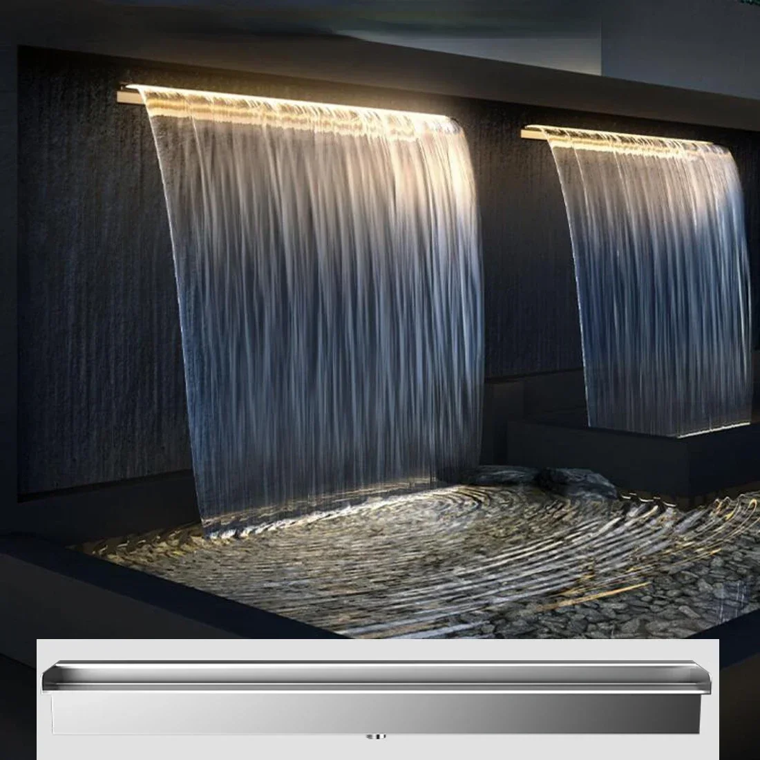 Full Set Waterfall Sprayer with LED & Water Pump - For Curtain Wall Fountain, Spillway & Waterfall Outlet