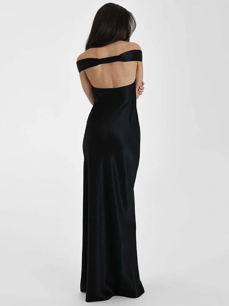 GACVGA エレガントなサテンバックレスマキシドレス女性のための 2025 夏の新セクシーなガウンクラブパーティーイブニングロングドレス