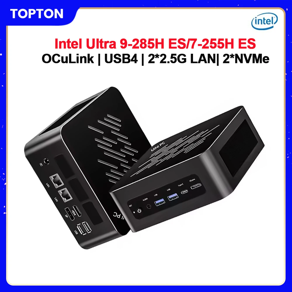 كمبيوتر مكتبي توبتون إنتل الترا 9 285H ES 7 255H ES 5 235H ES OCuLink ألعاب كمبيوتر صغير USB4 2x2.5G LAN 2xNVMe Windows 11 WiFi6E #1