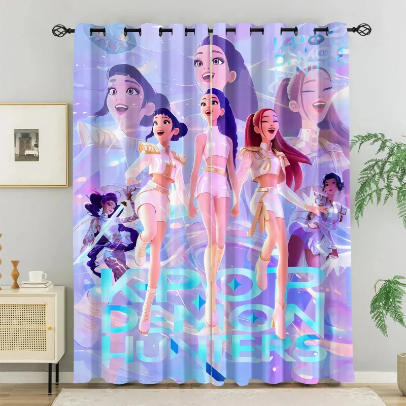 Hasbro Kpop Blackout Curtains 85% Light Blocking Noise Reducing Cartoon Grommet Window Drapes For Girls Bedroom Living Room