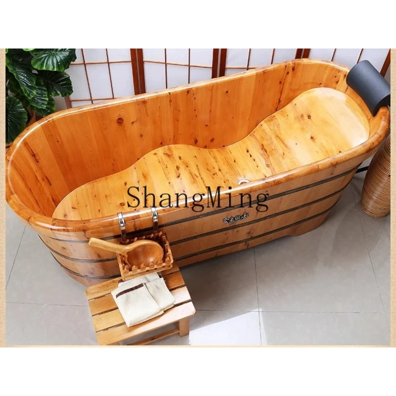 SM household bath tub bath bath wooden bucket ergonomic solid wood  whole body