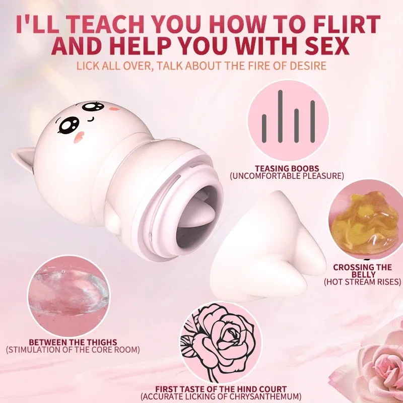 Mini Cute Cat Clitoral Vacuum Stimulator Female Tongue Vibrating Toys Cunnilingus Massager Adult Products Female Erotic Products