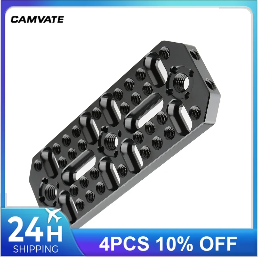 CAMVATE Multi-purpose Cheese Plate With 1/4"-20 Threaded Holes & 3/8"-16 ARRI Locating Pins For Blackmagic URSA Mini Camera