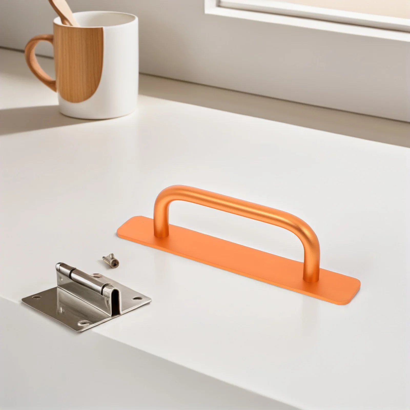 4 قطعة مقابض الأبواب سبائك الألومنيوم لا الحفر لاصق عصا على تسحب لانزلاق شرفة النوافذ خزانة الأبواب تصميم عصري دائم