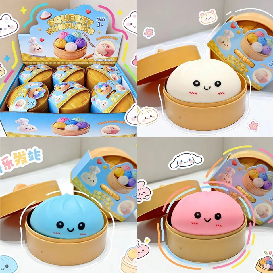1～12個入り-餃子型ストレスボール-指遊び感覚玩具-シミュレーションフード-小さな蒸し器付き-握りおもちゃ-ストレス解消-ハンドトイ