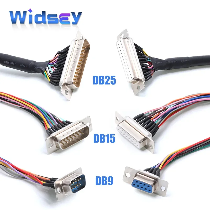 DB9 DB15 DB25 Serial Port Terminal with With Line Number Line RS232 485 COM Male Female PVC Shield Electric Cable Connector