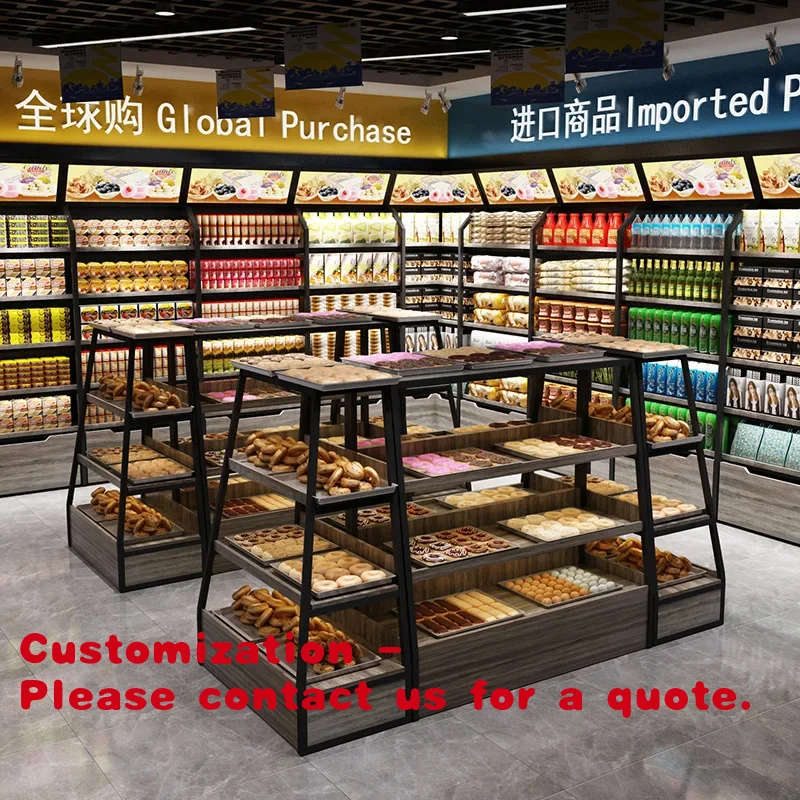 

Customize.Kainice Source Wooden Metal Bread Display Stand Loaf Bakery Table Display Retail Store Display Baker