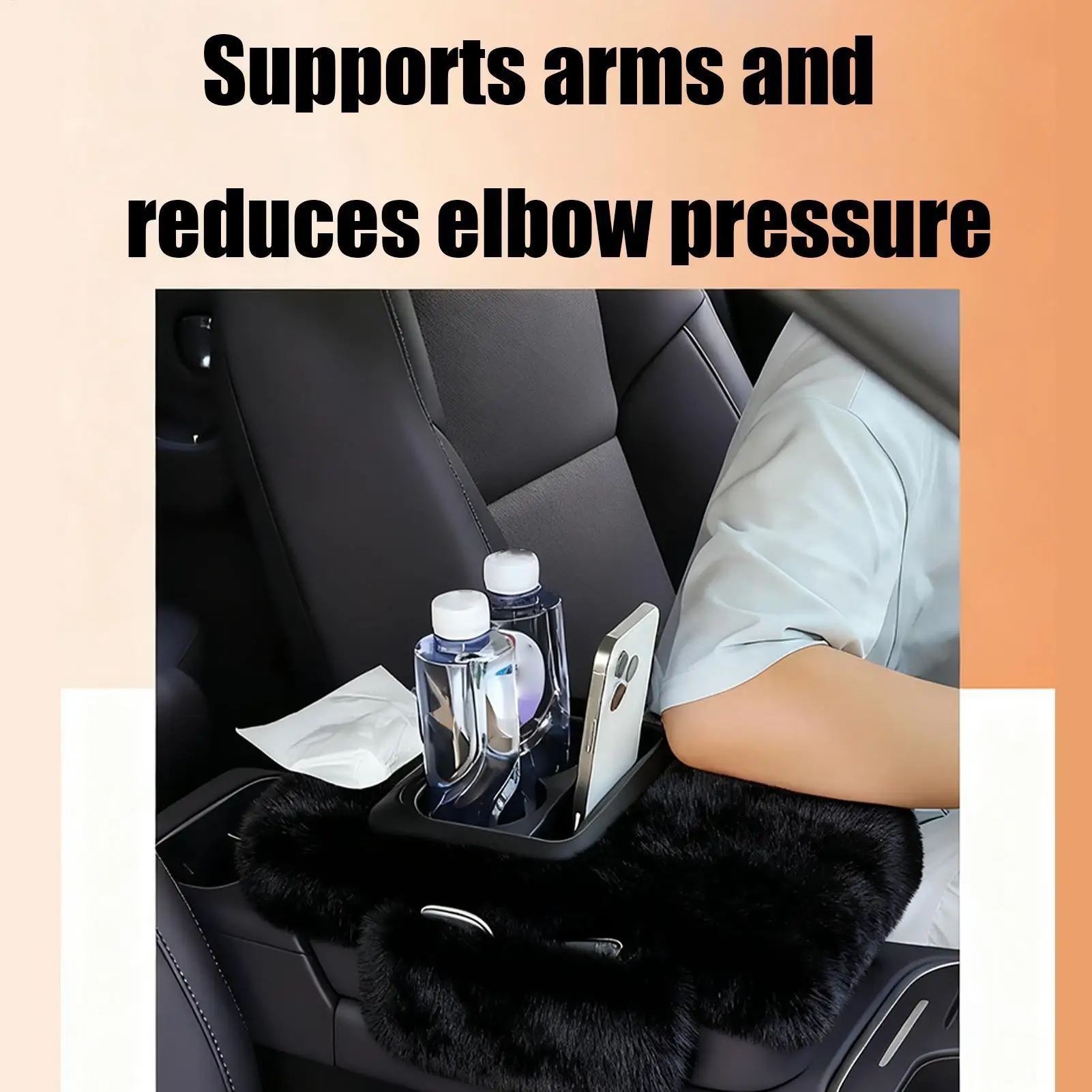 Car Armrest Cushion Plush Cushion Protector Auto Armrest Protector For Car Interior Truck Automobile SUV Center Console Winter