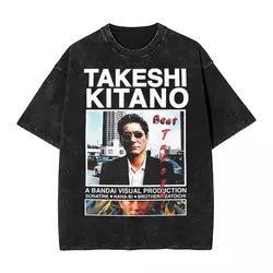 Takeshi Kitano T Shirt Hip Hop Washed Cotton Oversize T-Shirt Novelty Men Women Tops Streetwear Summer Tees